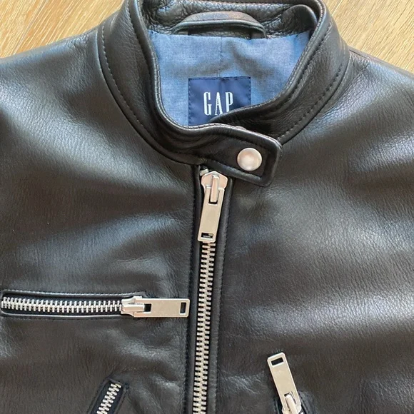 GAP Black Leather Jacket - Picture 2 of 11